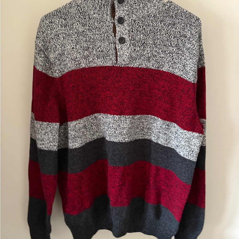 Chaps Men's Crewneck Sweater in Red, Gray, and Black